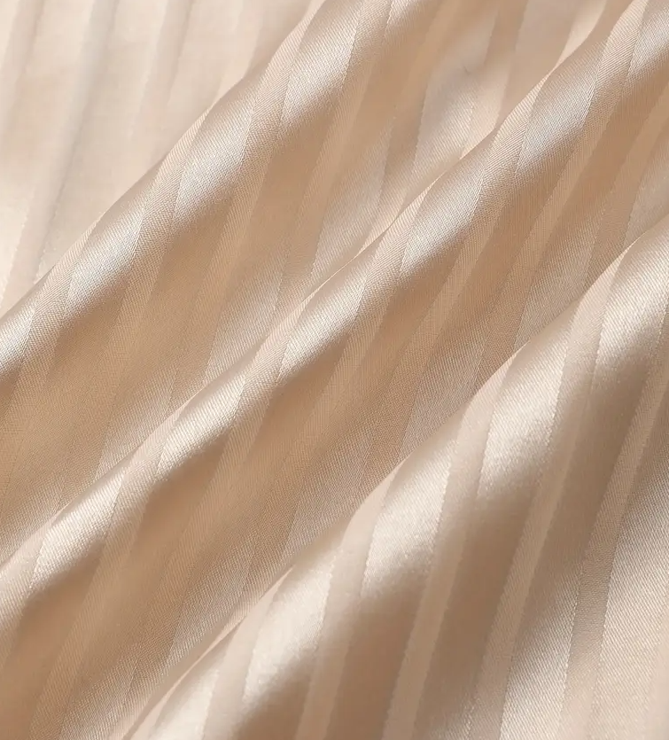 “Beige Elegance” Striped Satin Short-Sleeve & Shorts Set