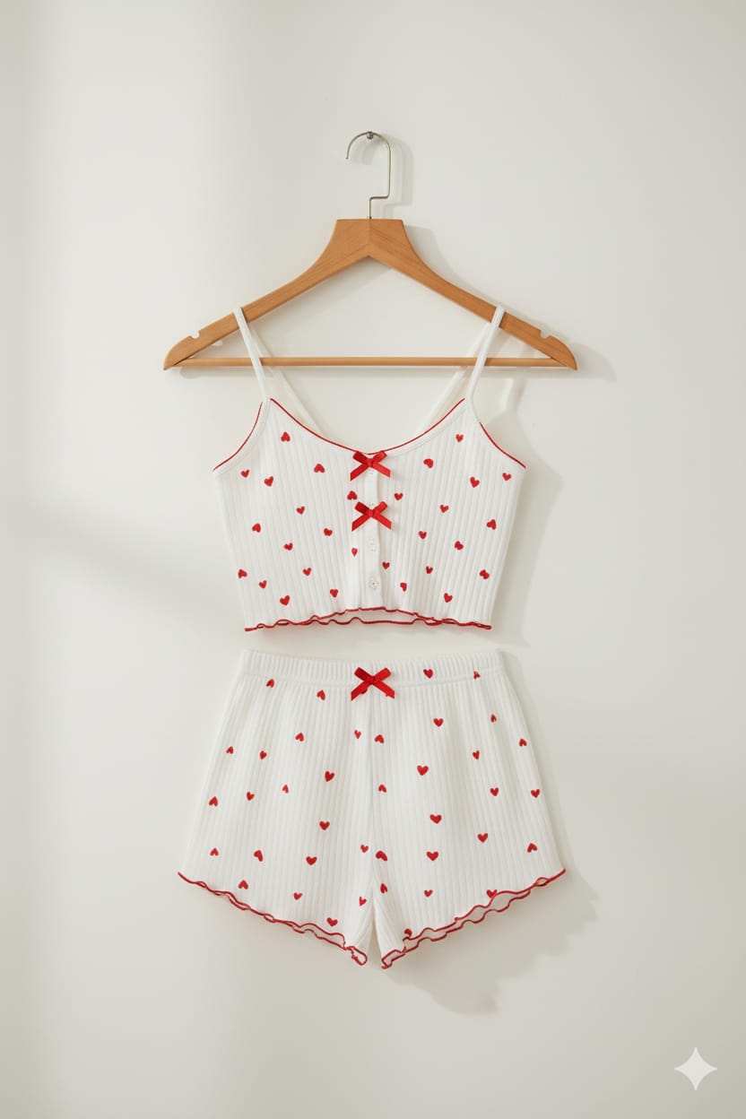 Heart Touch” Strappy Crop & Shorts Set