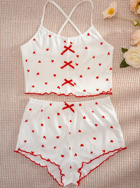 Heart Touch” Strappy Crop & Shorts Set