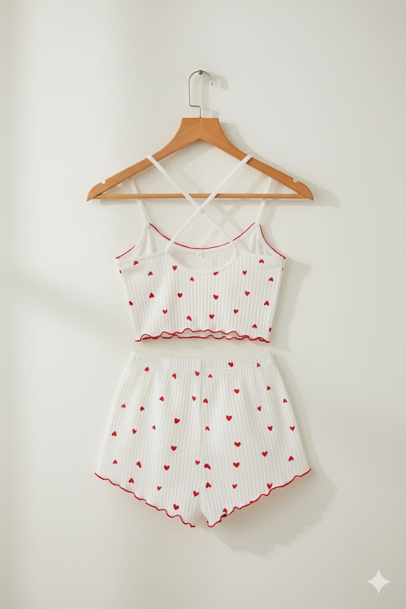 Heart Touch” Strappy Crop & Shorts Set