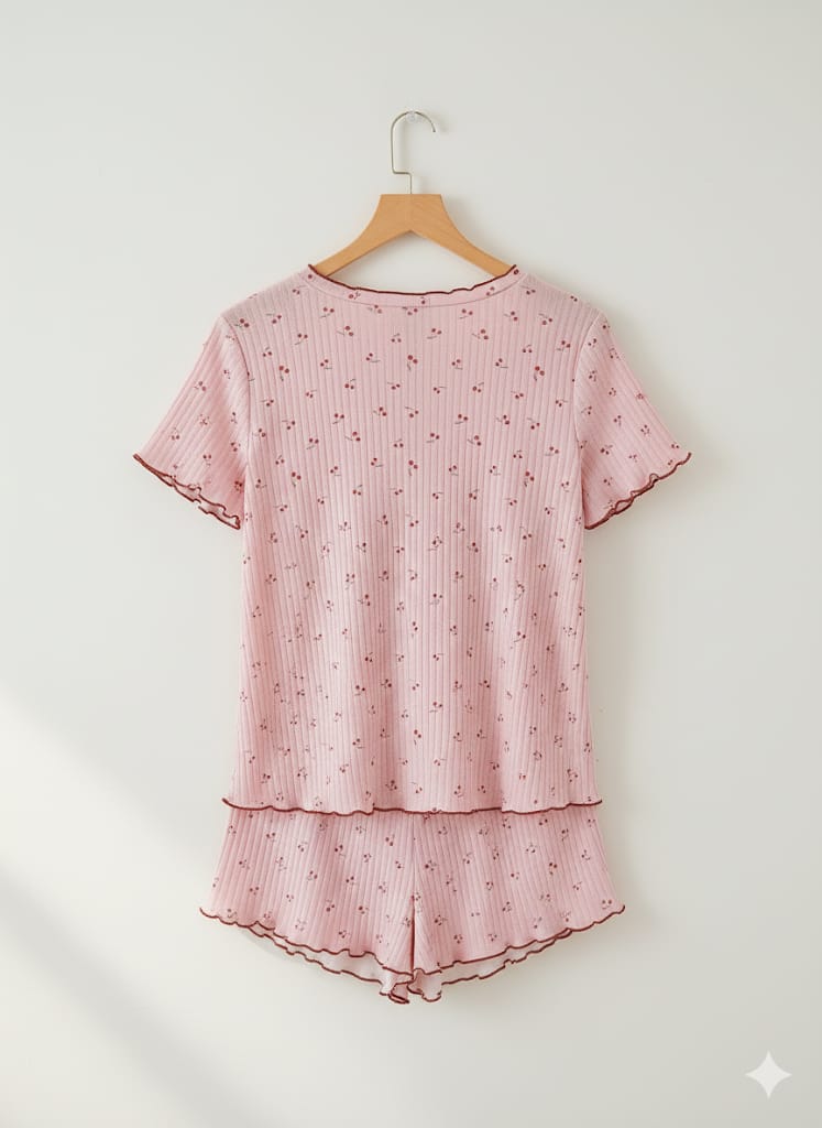 Cherry Mood” Short-Sleeve Pyjama Set