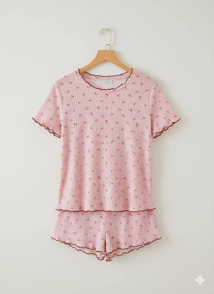 Cherry Mood” Short-Sleeve Pyjama Set