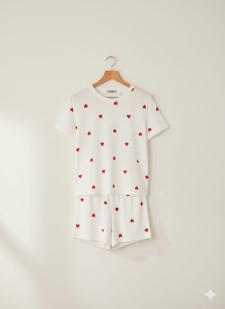 “Heart Joy” Short-Sleeve & Shorts Set