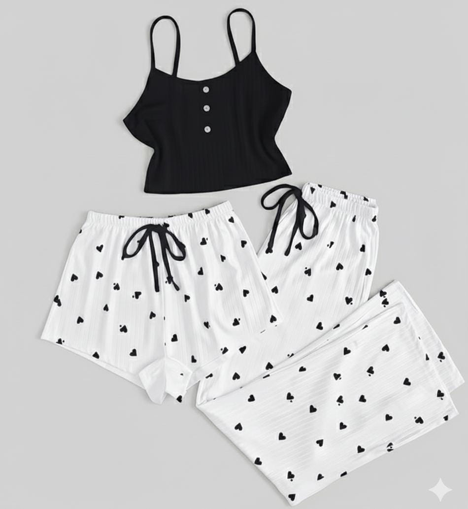 Midnight Heart” 3-Piece Pyjama Set